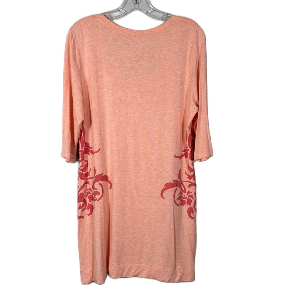 Soft Surroundings Jersey Tunic Top Womens Large Tropical Peach Floral Scoop Neck - Picture 5 of 13